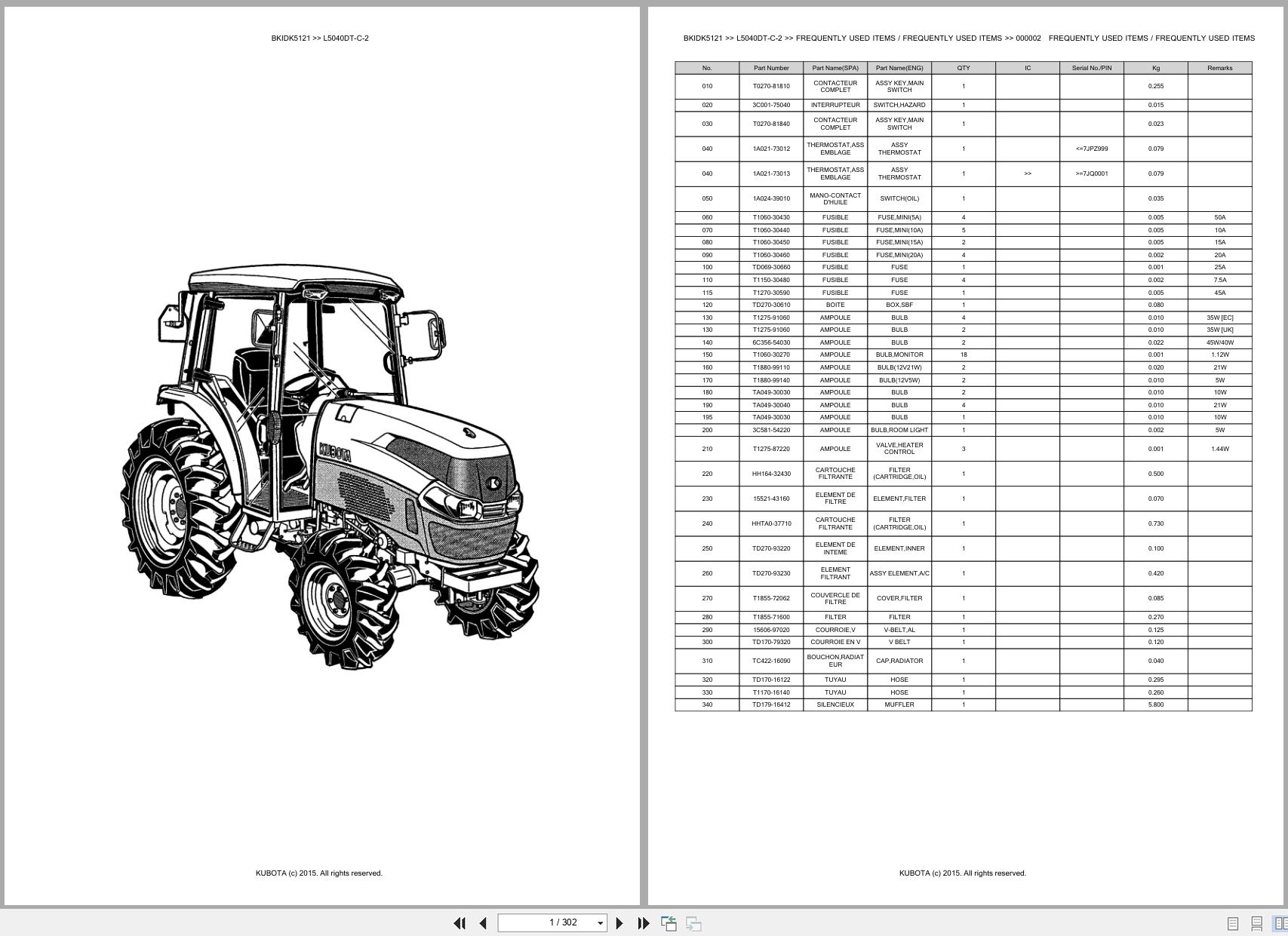 Kubota Tractor L5040DT C 2 Spare Parts Catalog EN FR (1)