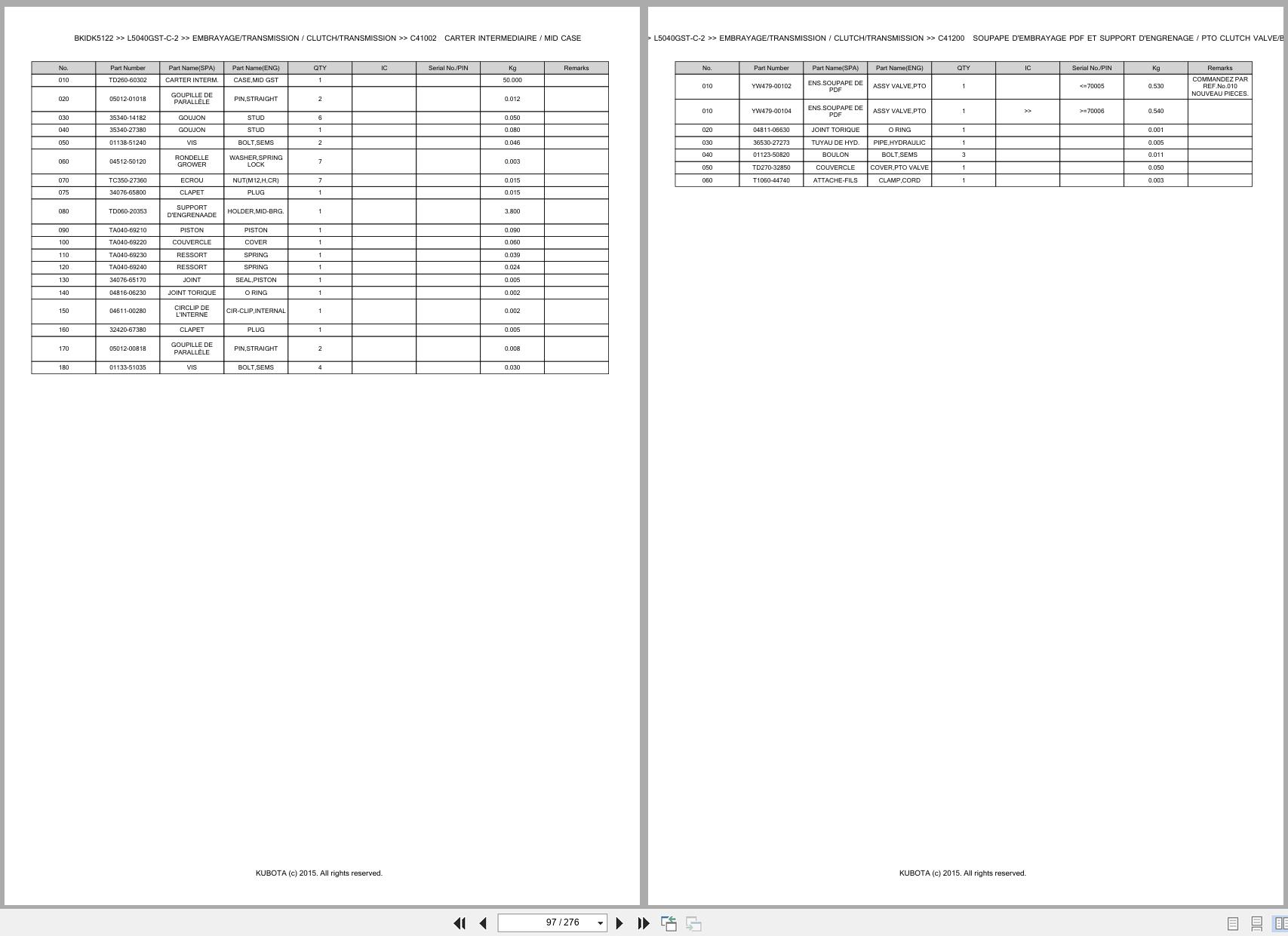 Kubota Tractor L5040GST C 2 Spare Parts Catalog EN FR (3)