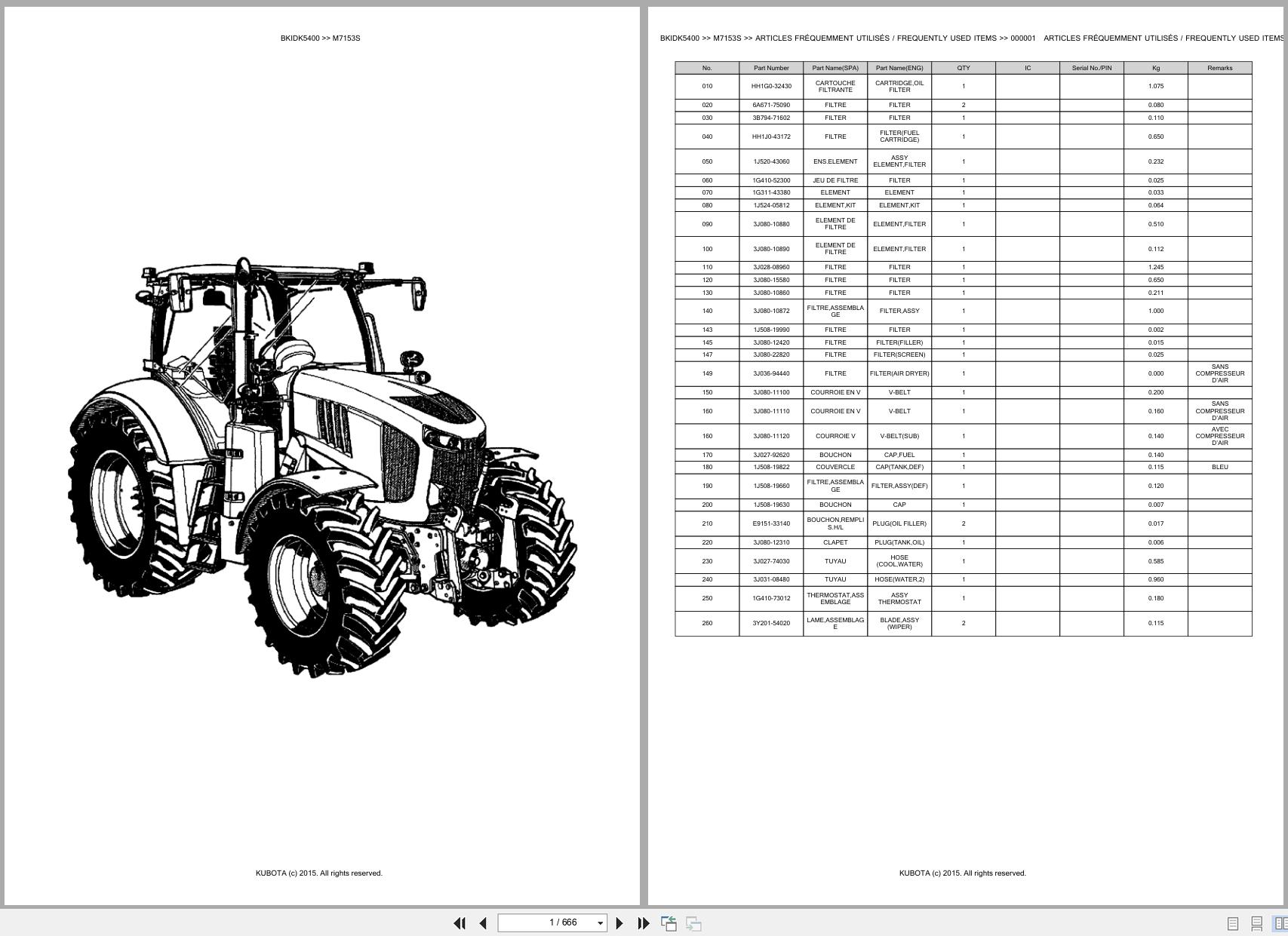 Kubota Tractor M7153S Spare Parts Catalog EN FR (1)