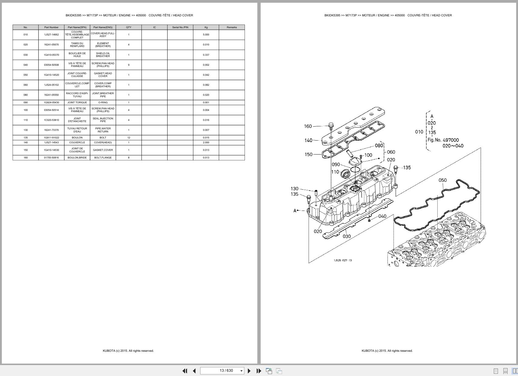Kubota Tractor M7173P Spare Parts Catalog EN FR (2)