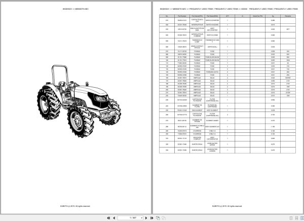 Kubota Tractor M8560DTH NEC Spare Parts Catalog EN FR (1)