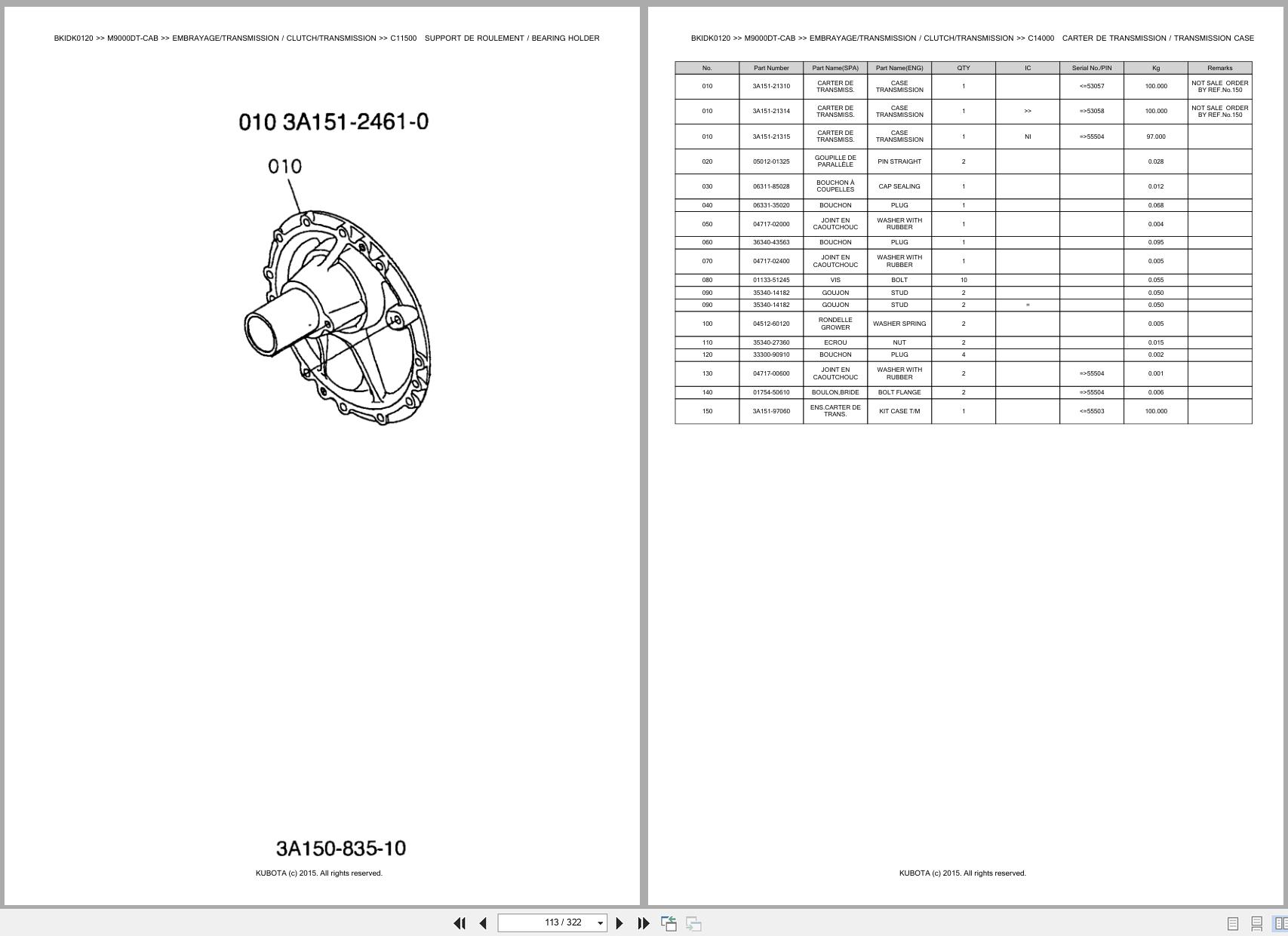 Kubota Tractor M9000DT CAB Spare Parts Catalog EN FR (3)