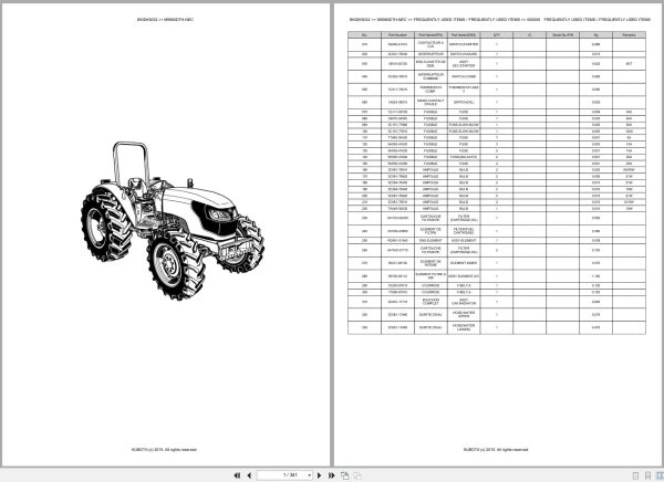 Kubota Tractor M9960DTH NEC Spare Parts Catalog EN FR (1)