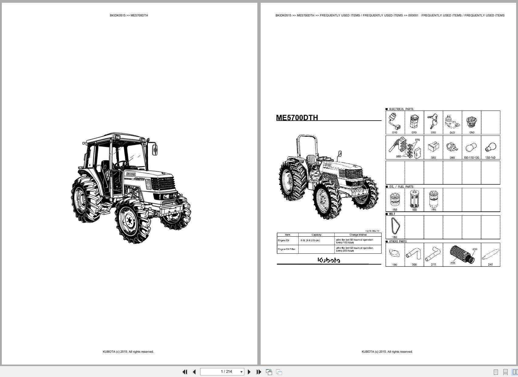 Kubota Tractor ME5700DTH Spare Parts Catalog EN FR (1)