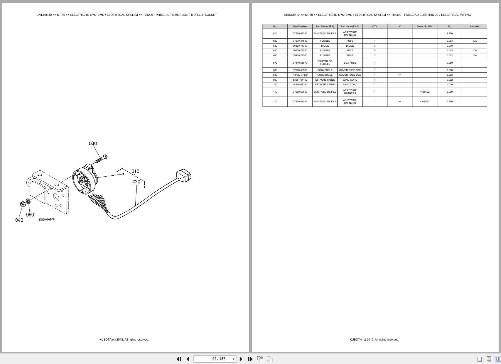 Kubota Tractor ST 30 Spare Parts Catalog EN FR (3)
