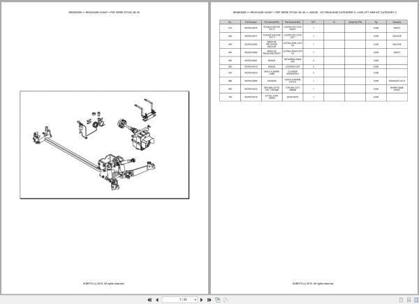 Kubota Tractor STV32 STV36 STV40 Relevage Avant Spare Parts Catalog EN FR (1)
