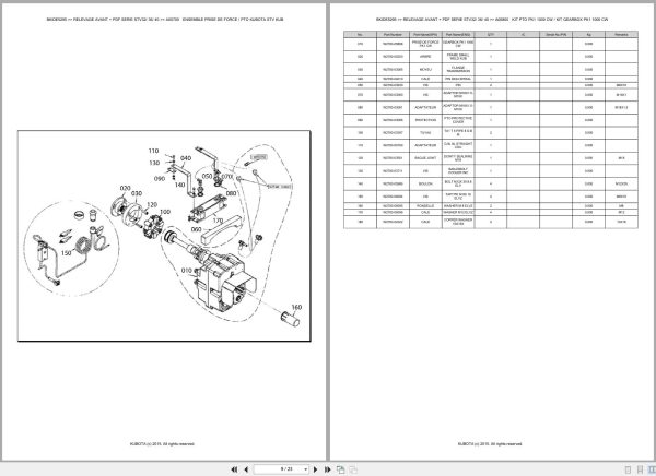 Kubota Tractor STV32 STV36 STV40 Relevage Avant Spare Parts Catalog EN FR (3)