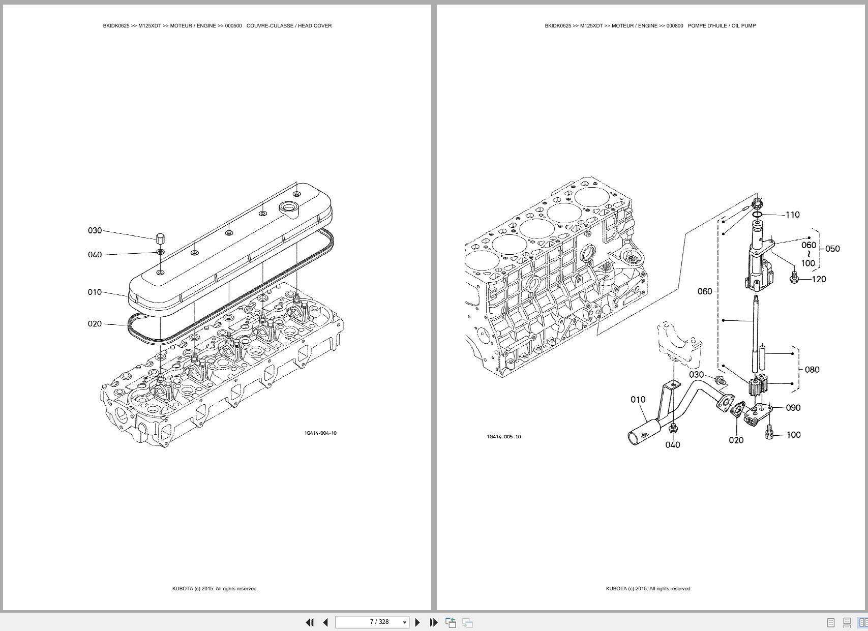 Kubota Utility Tractors M125XDT Spare Parts Catalog EN FR (2)