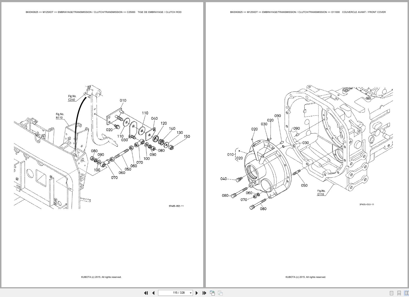 Kubota Utility Tractors M125XDT Spare Parts Catalog EN FR (3)