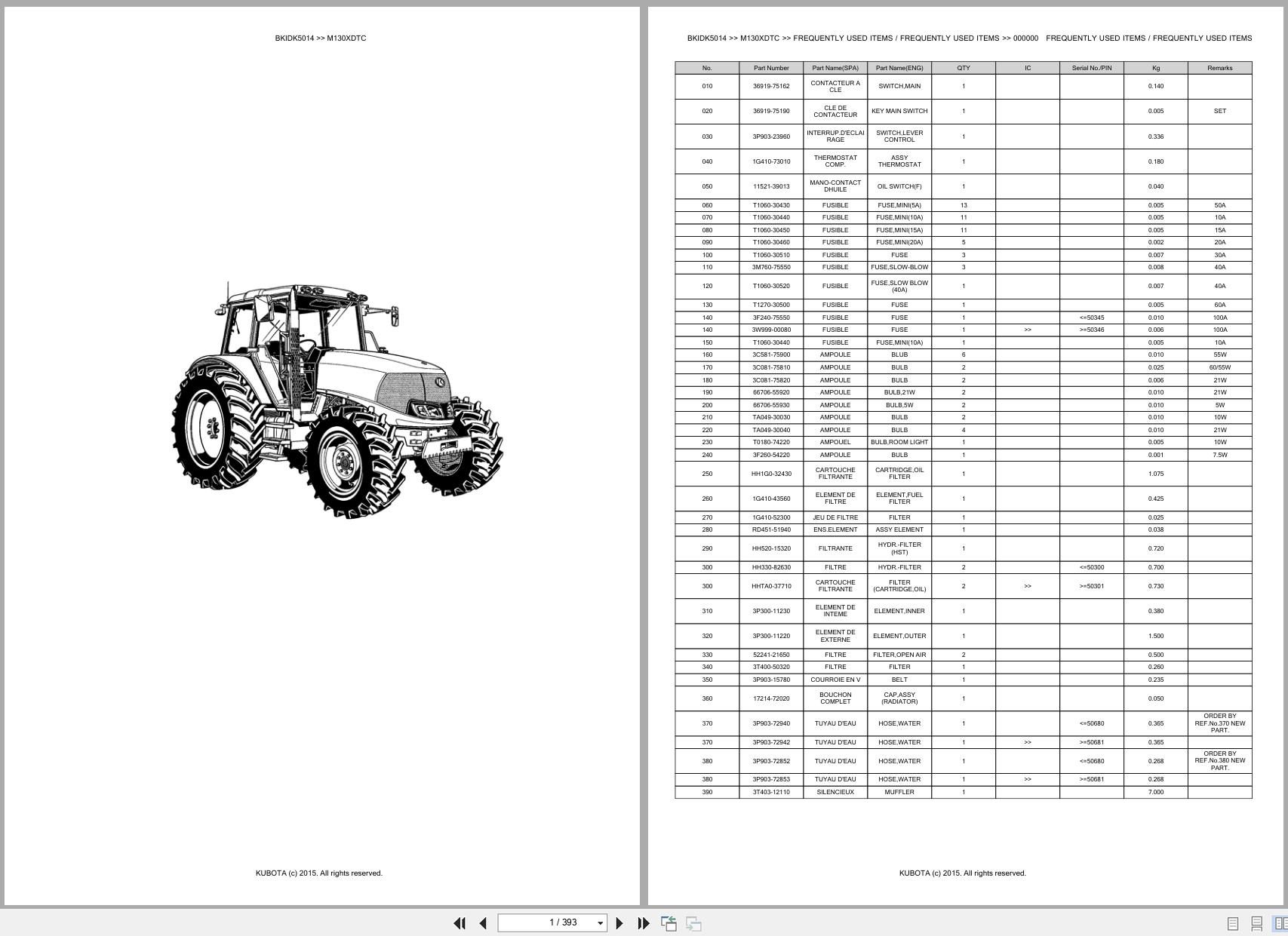 Kubota Utility Tractors M130XDTC Spare Parts Catalog EN FR (1)
