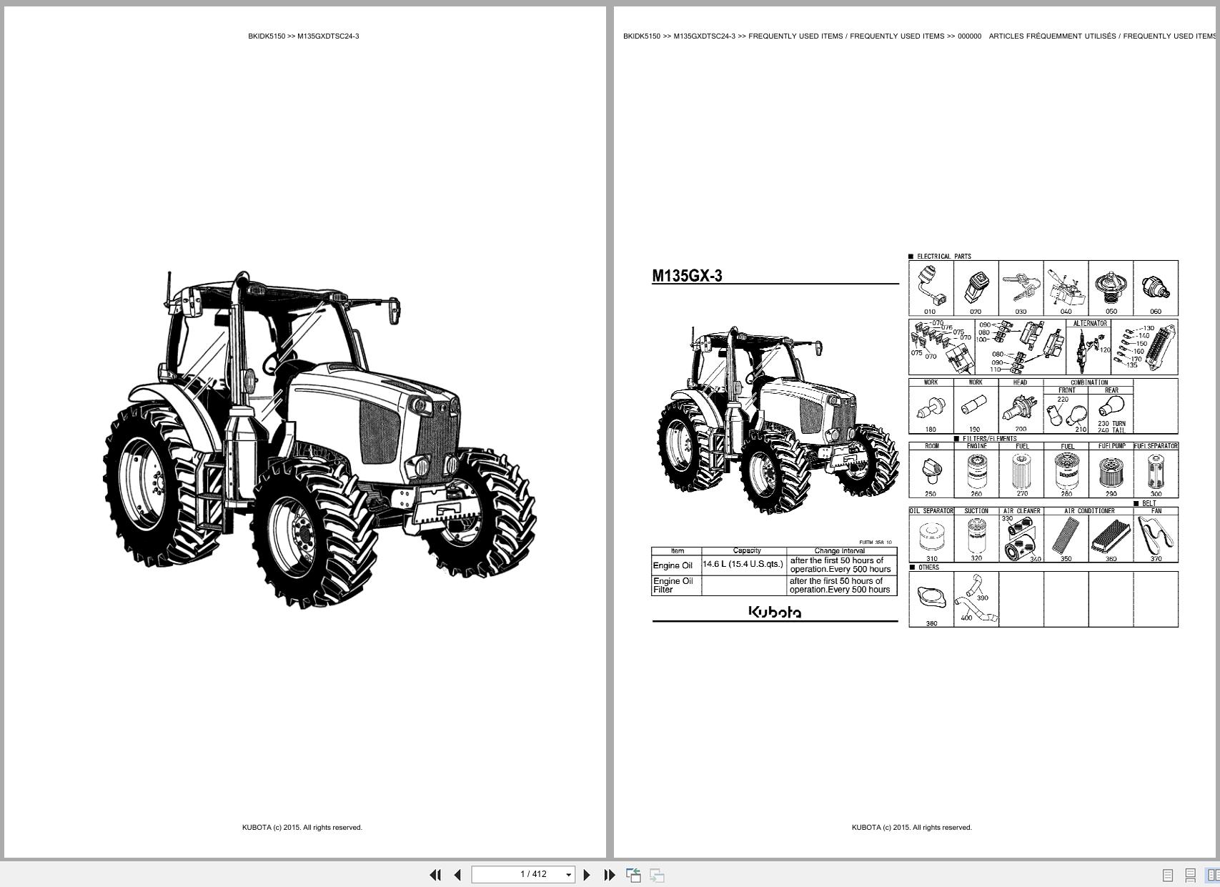 Kubota Utility Tractors M135GXDTSC24 3 Spare Parts Catalog EN FR (1)