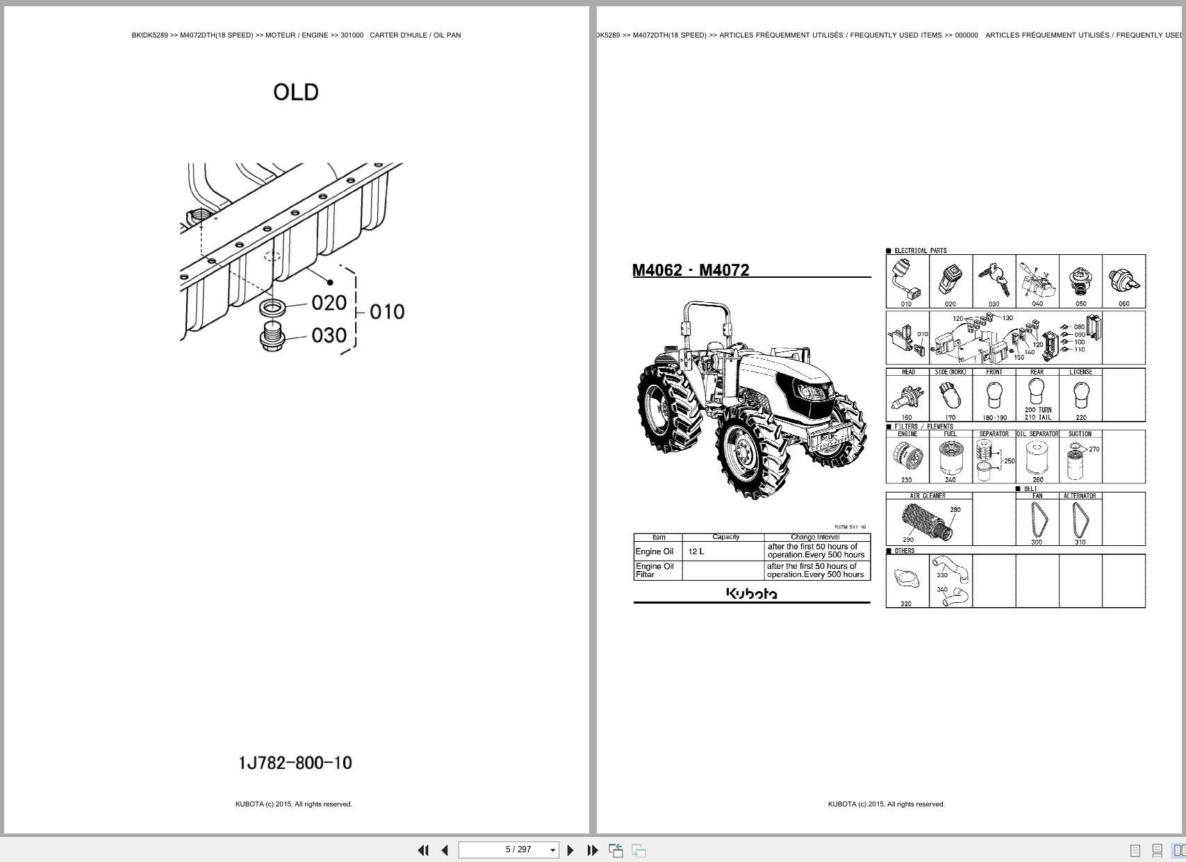 Kubota Utility Tractors M4072DTH 18 Speed Spare Parts Catalog EN FR (2)