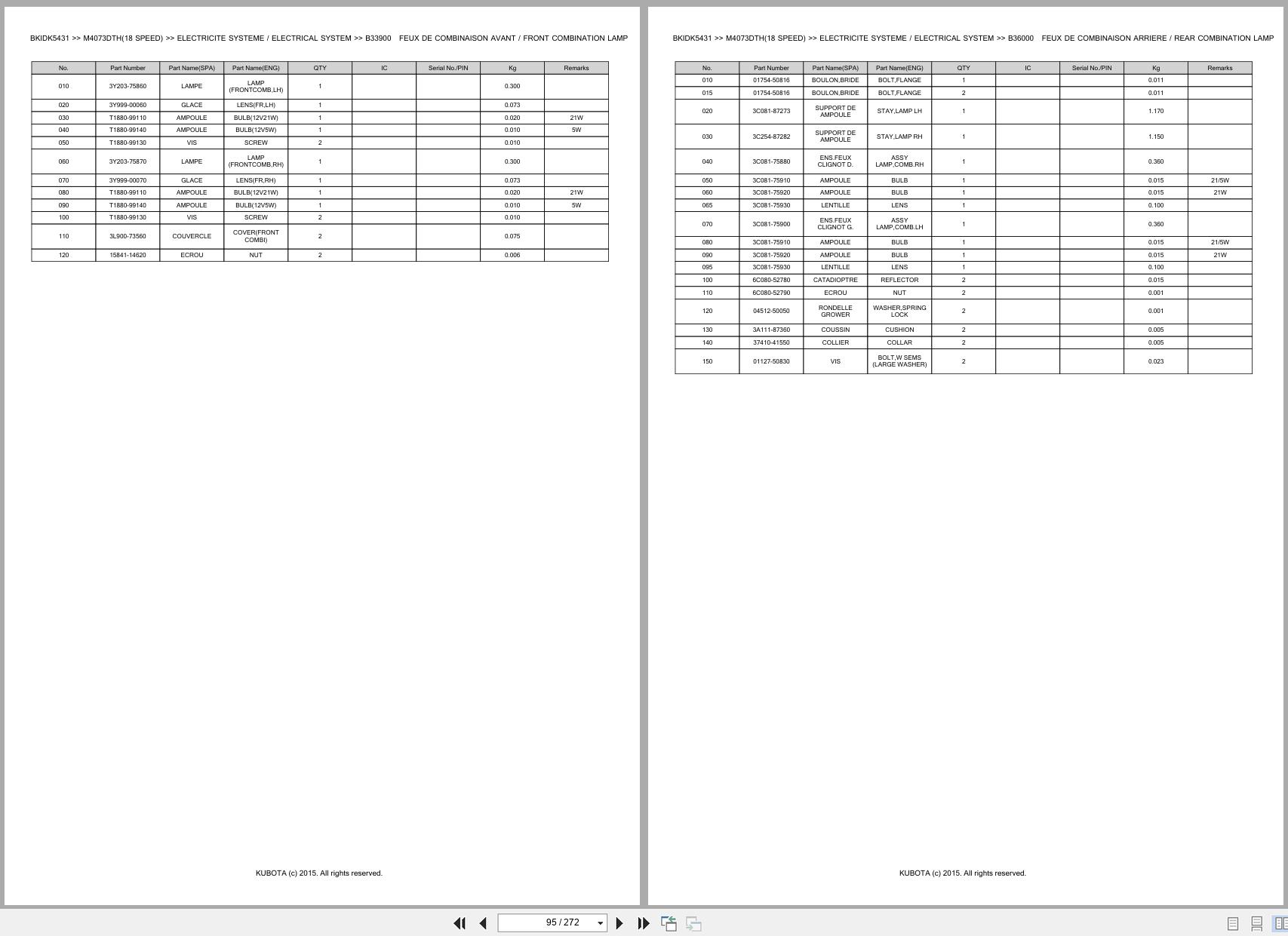 Kubota Utility Tractors M4073DTH 18 Speed Spare Parts Catalog EN FR (3)