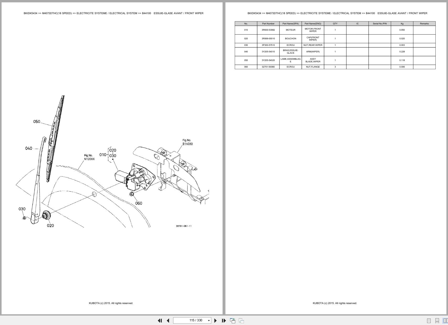 Kubota Utility Tractors M4073DTHC 18 Speed Spare Parts Catalog EN FR (3)