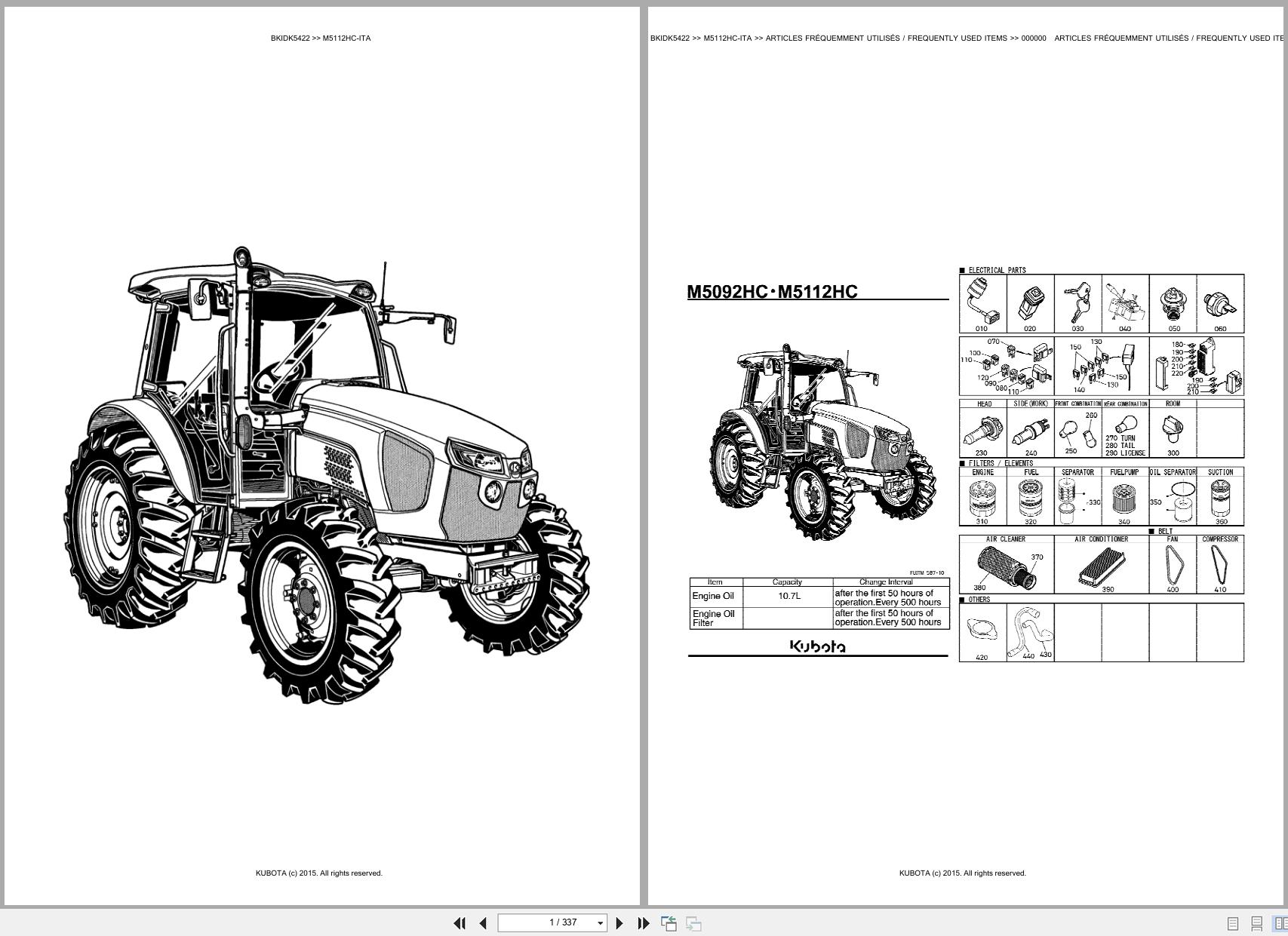 Kubota Utility Tractors M5112HC ITA Spare Parts Catalog EN FR (1)