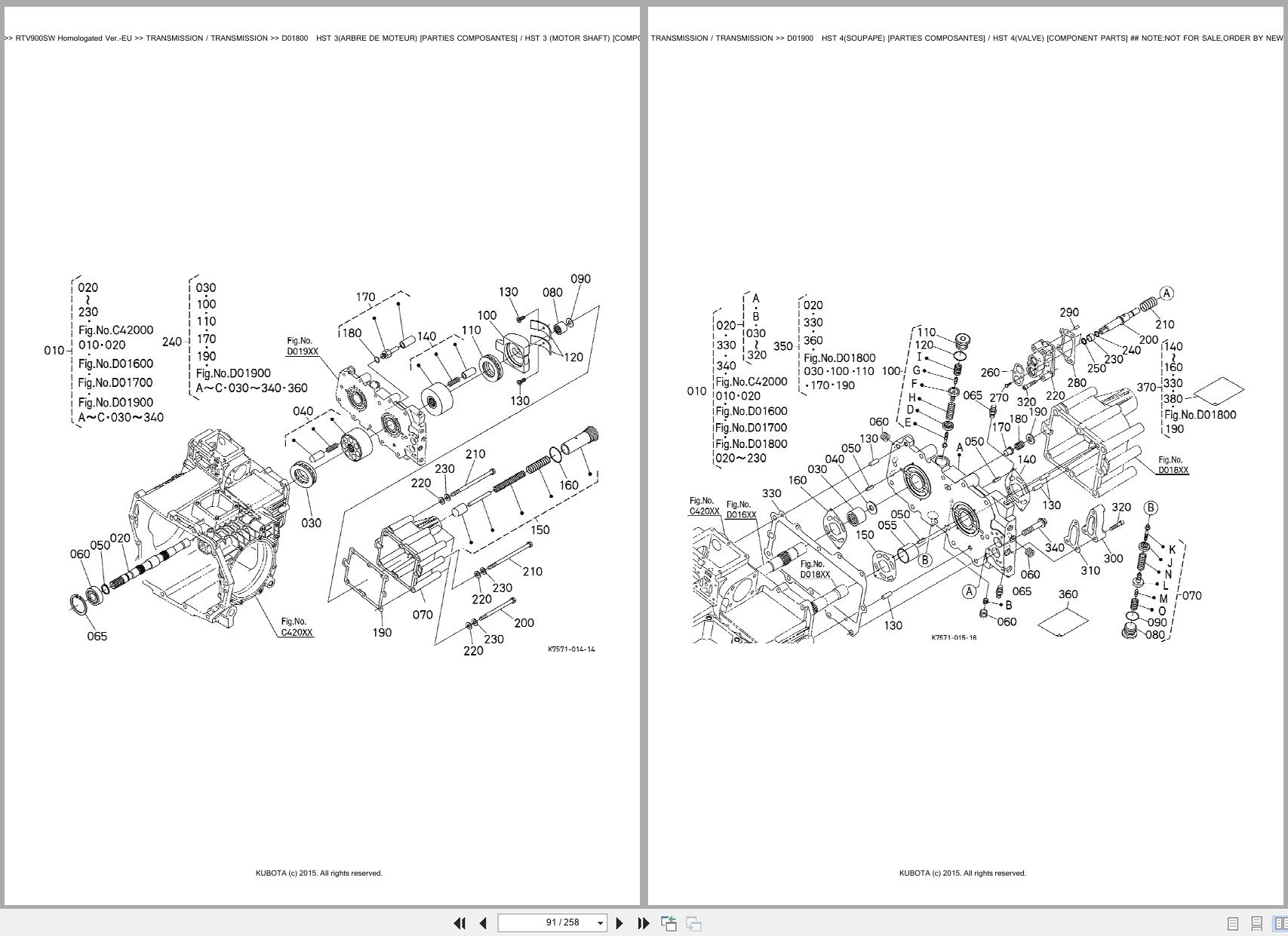 Kubota Utility Vehicle RTV900SW Homologated Version EU Spare Parts Catalog EN FR (3)