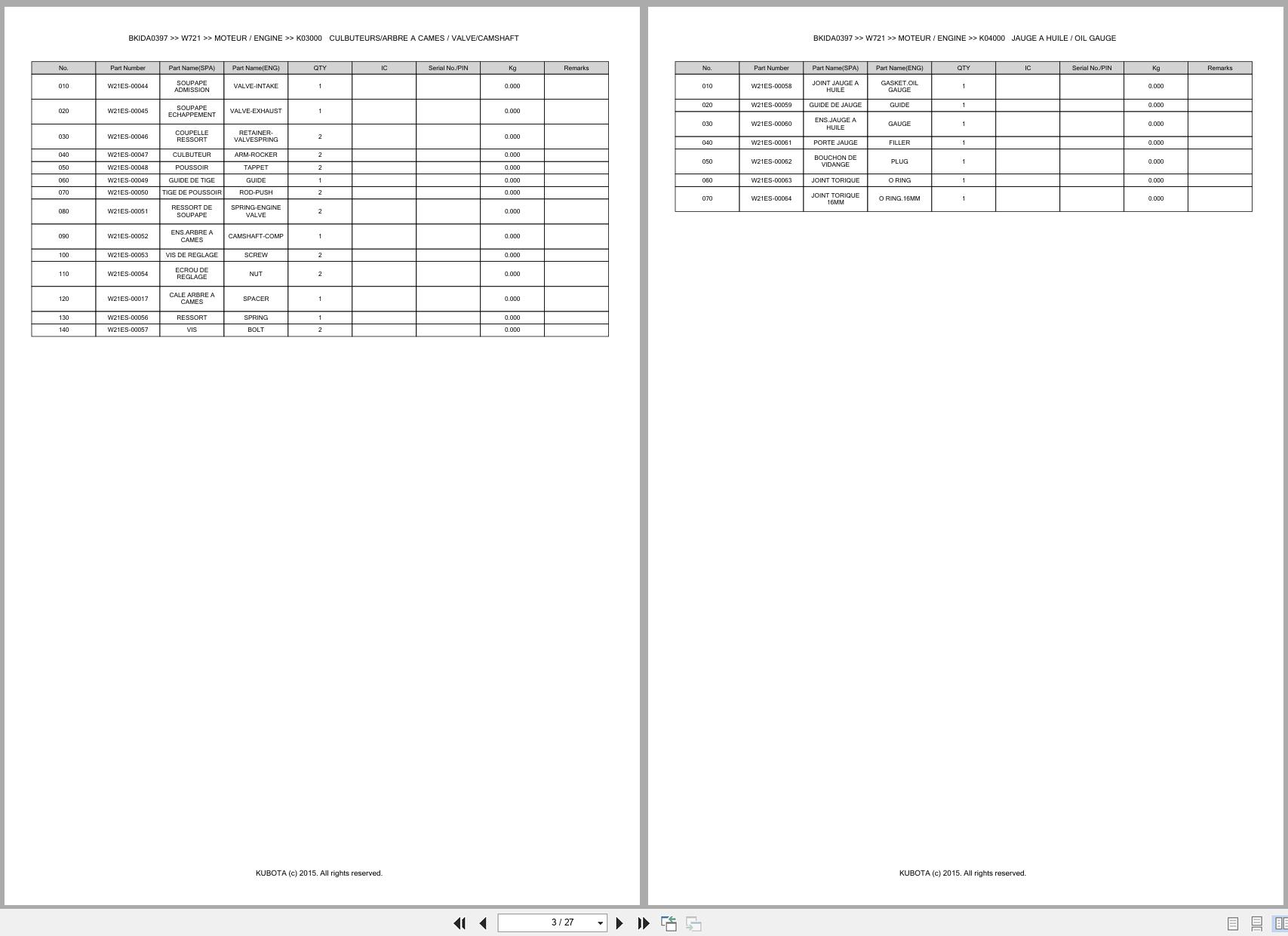 Kubota Walk Behind Mower W5021 TCE W721 Spare Parts Catalog EN FR (2)