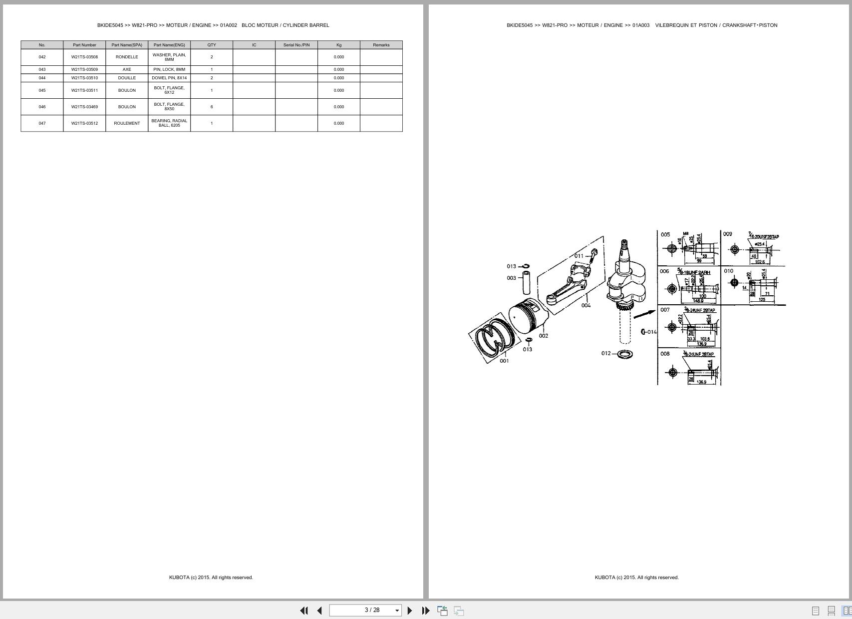 Kubota Walk Behind Mower W5021 TCE W821 PRO Spare Parts Catalog EN FR (2)