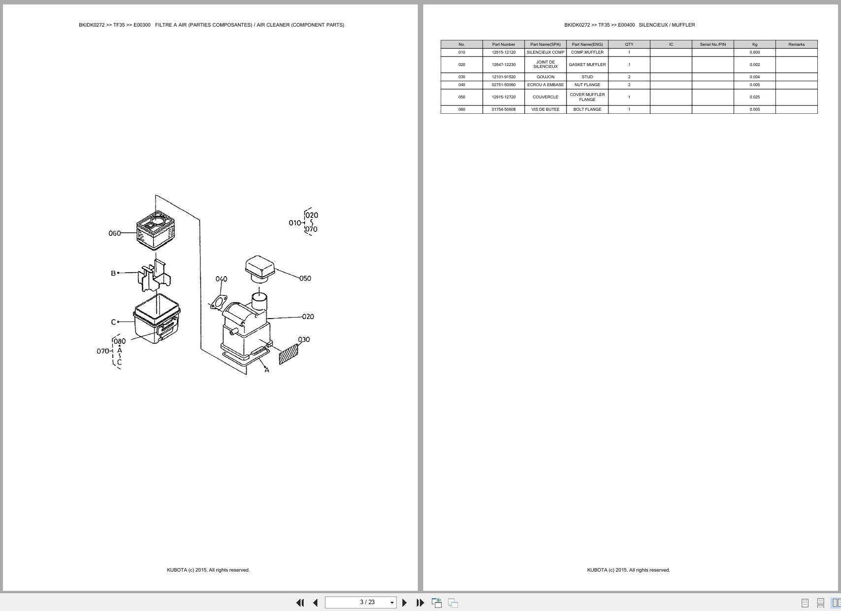 Kubota Walk Behind Tiller TF35 Spare Parts Catalog EN FR (2)