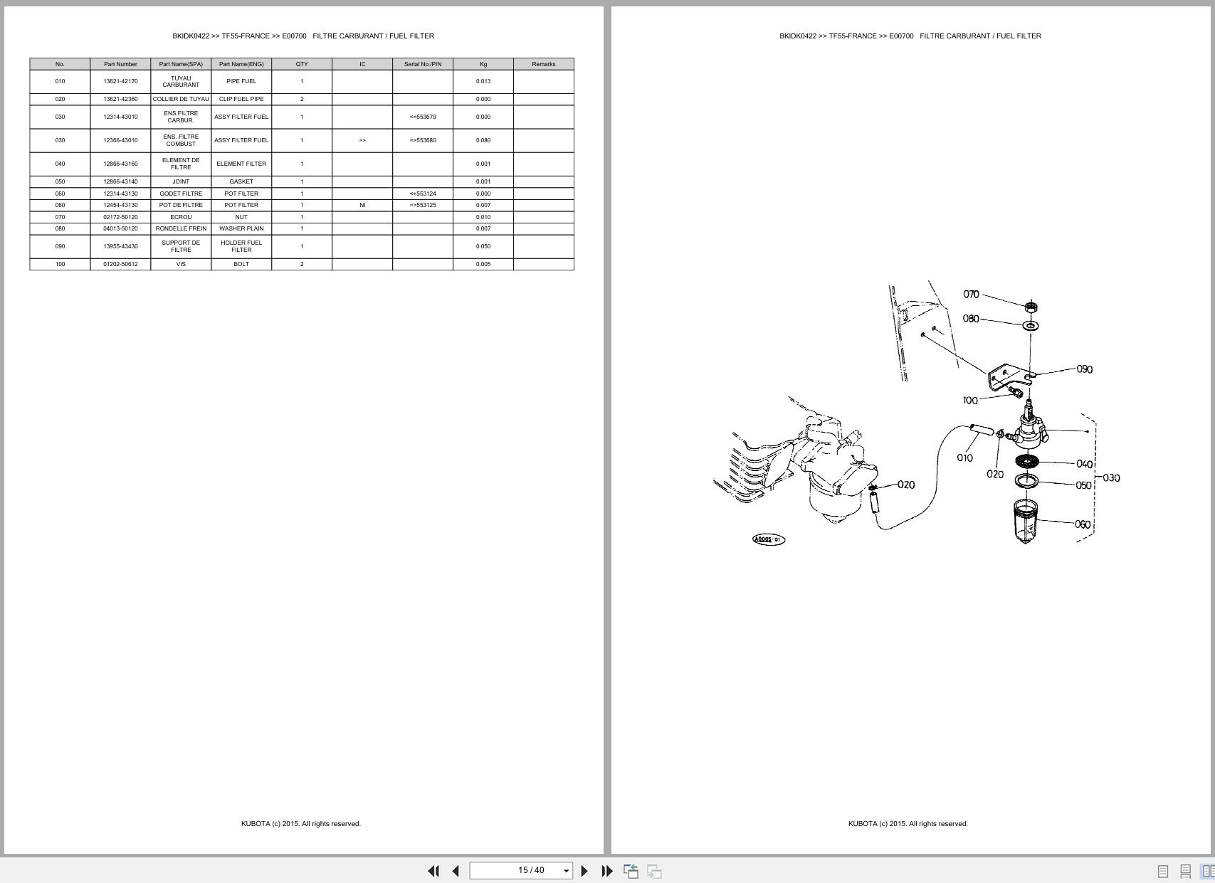 Kubota Walk Behind Tiller TF55 FRANCE Spare Parts Catalog EN FR (3)