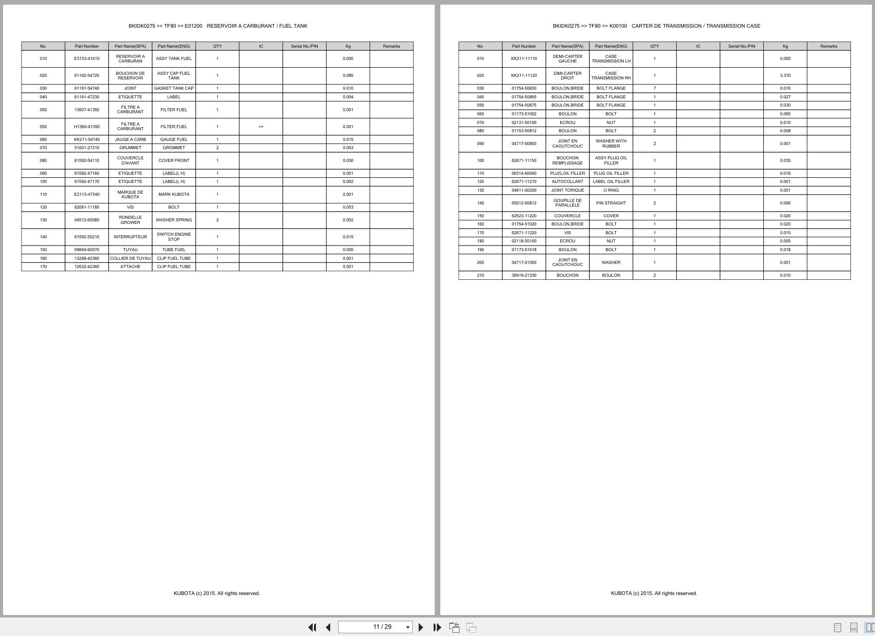 Kubota Walk Behind Tiller TF80 Spare Parts Catalog EN FR (3)