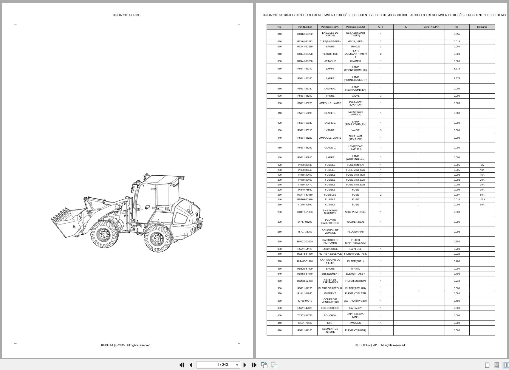 Kubota Wheel Loader R090 Spare Parts Catalog EN FR (1)