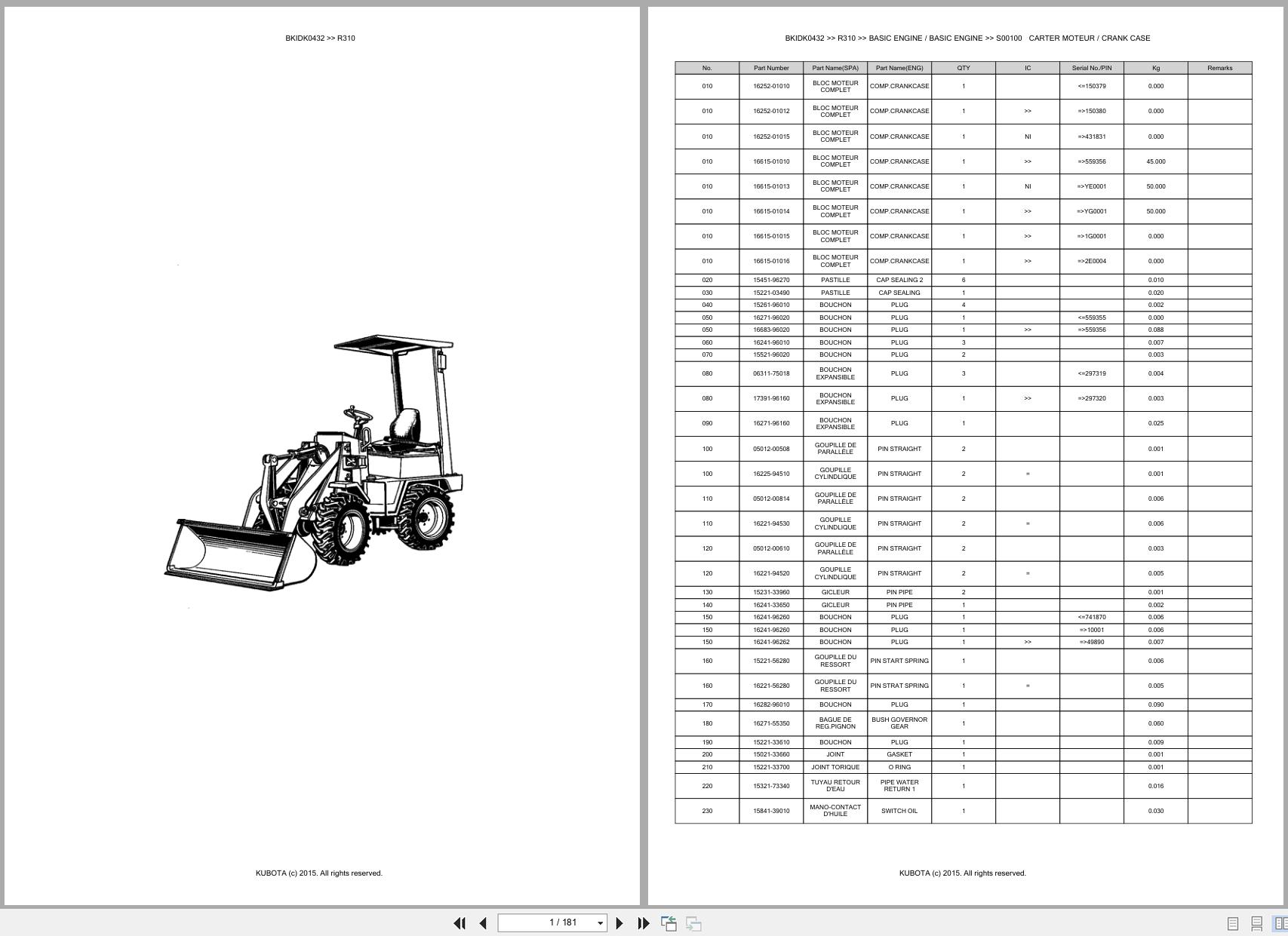 Kubota Wheel Loader R310 Spare Parts Catalog EN FR (1)