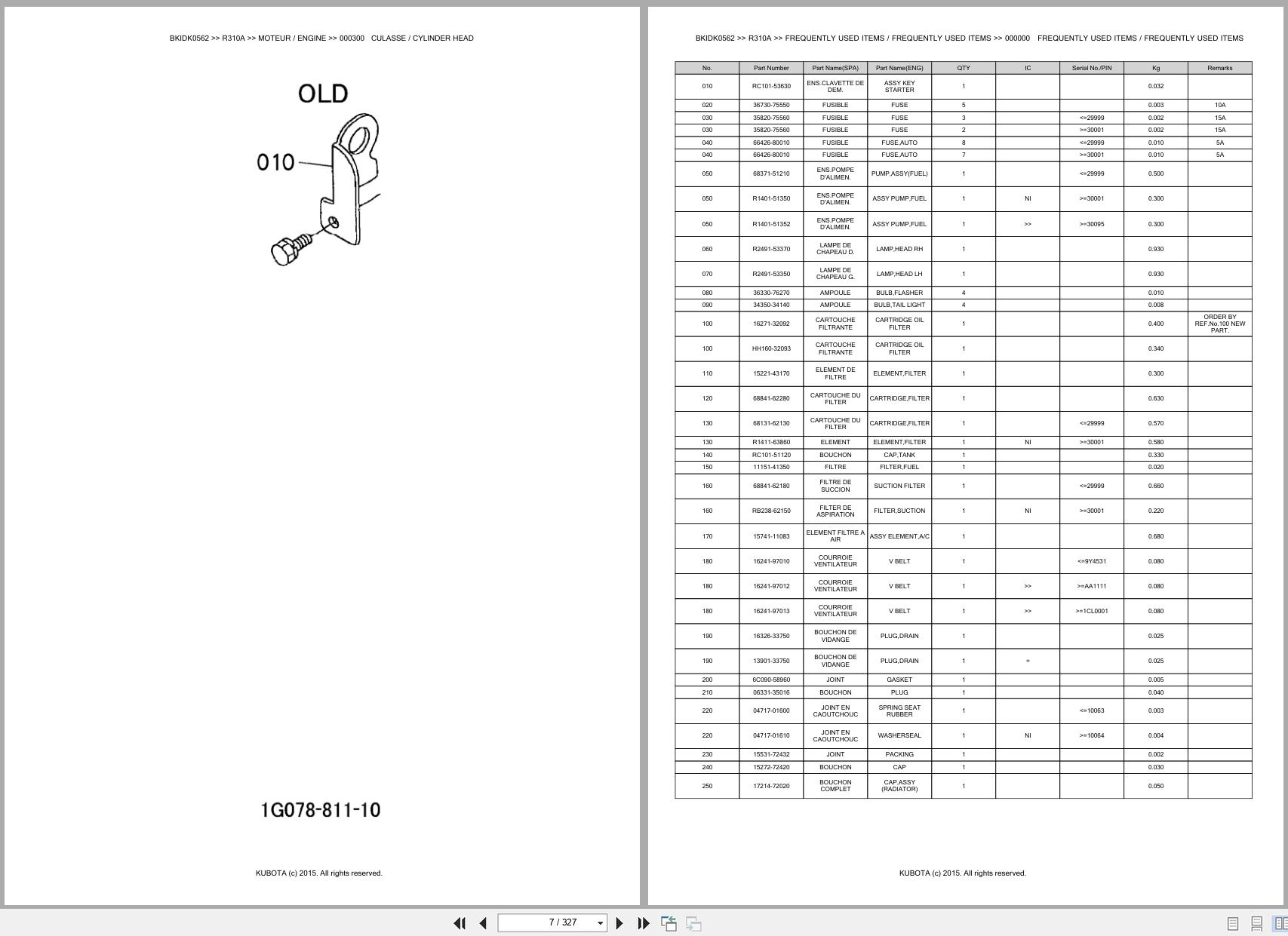 Kubota Wheel Loader R310A Spare Parts Catalog EN FR (2)