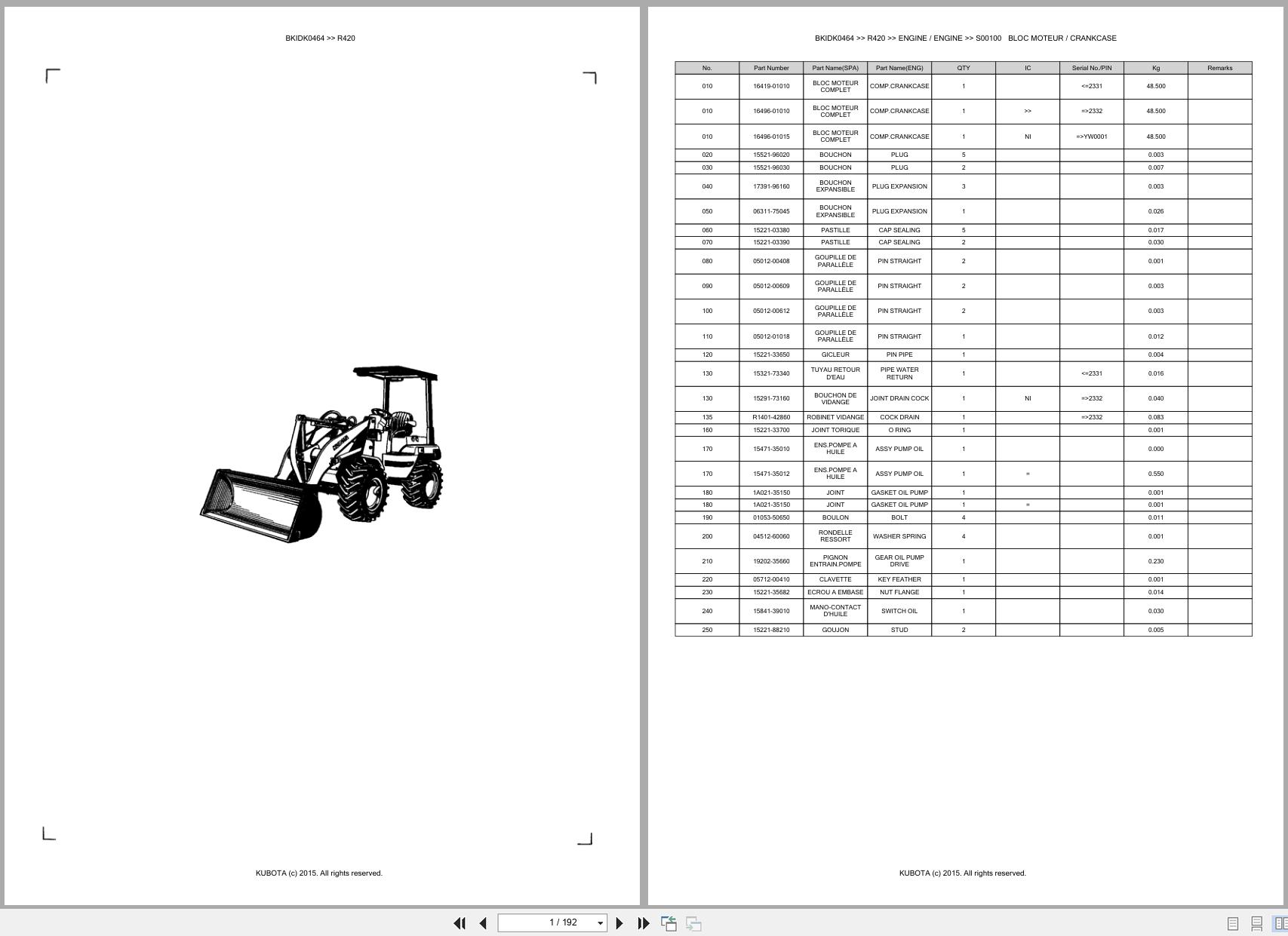Kubota Wheel Loader R420 Spare Parts Catalog EN FR (1)