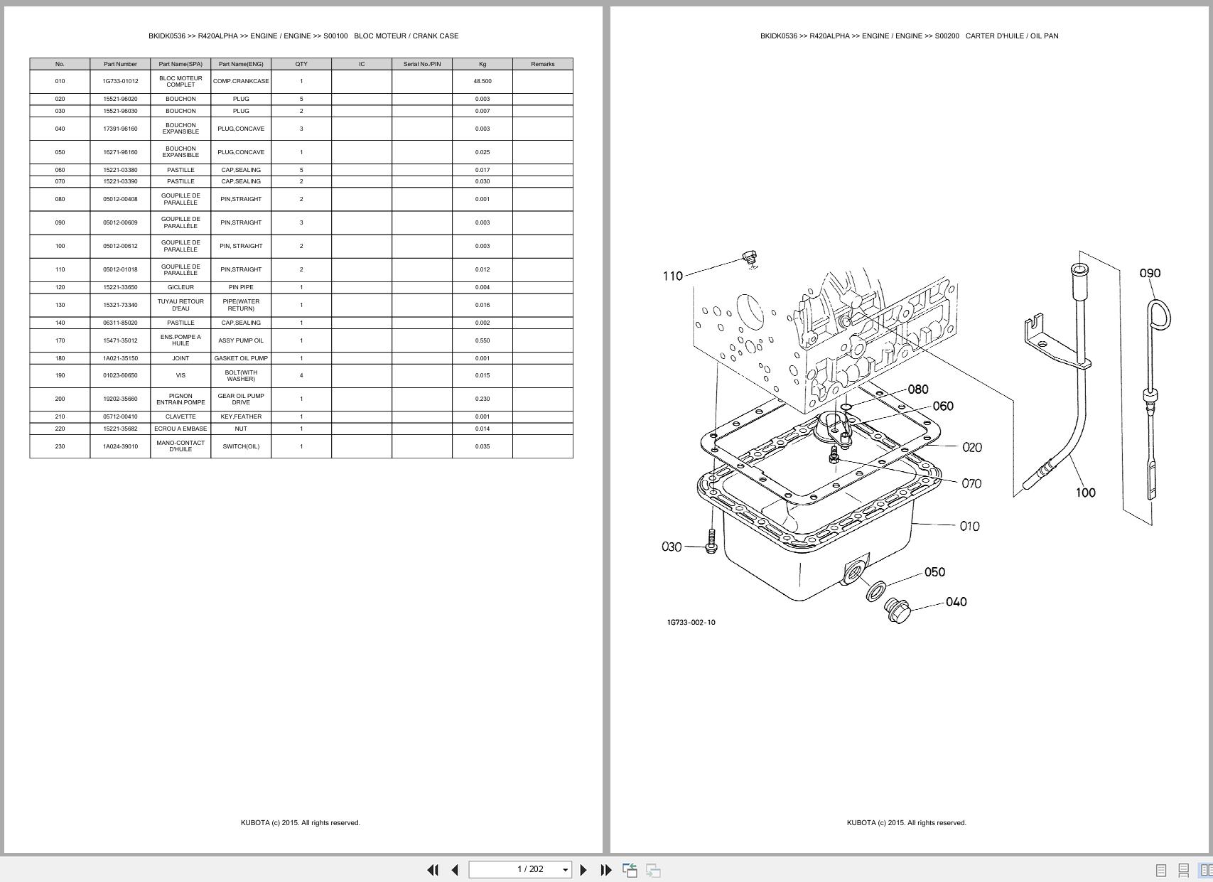 Kubota Wheel Loader R420ALPHA Spare Parts Catalog EN FR (1)