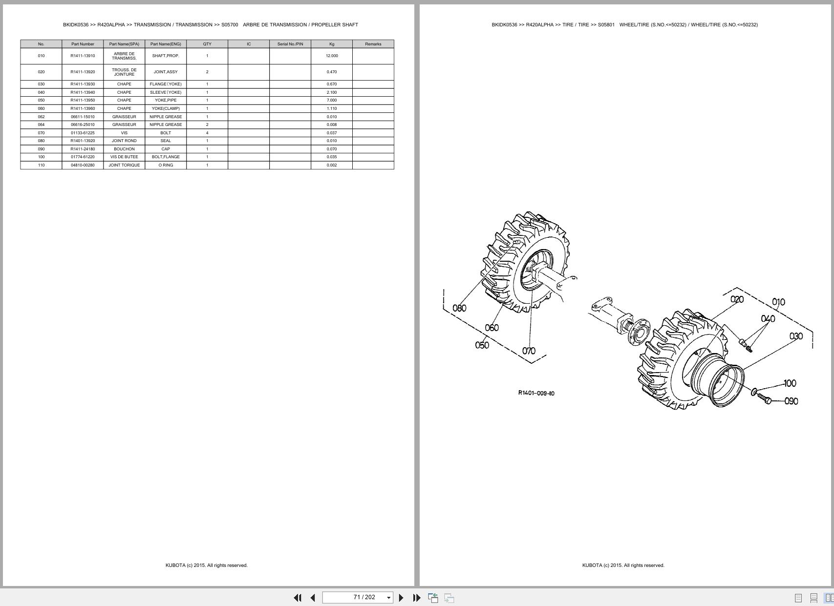 Kubota Wheel Loader R420ALPHA Spare Parts Catalog EN FR (3)