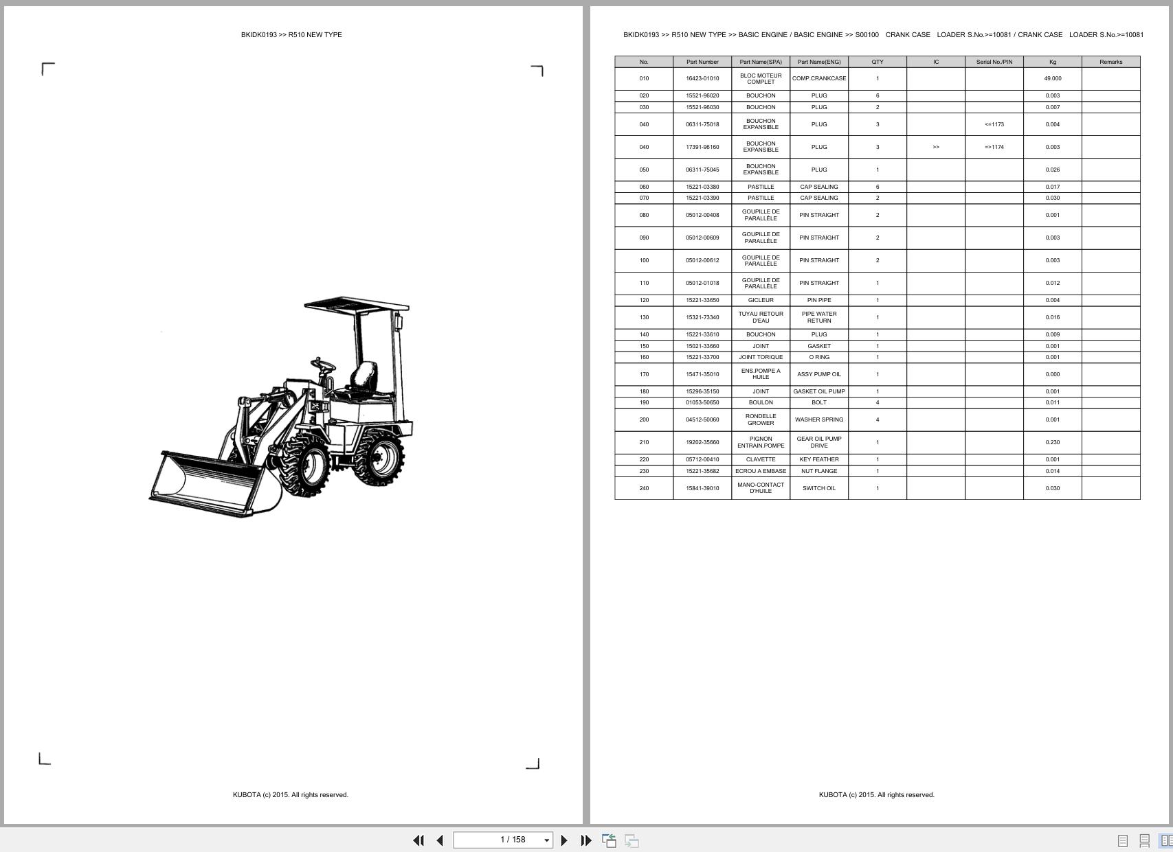 Kubota Wheel Loader R510 New Type Spare Parts Catalog EN FR (1)