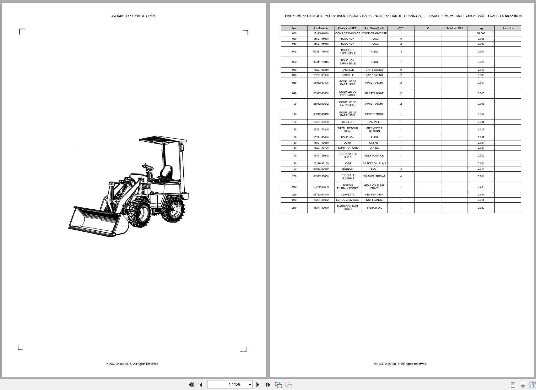 Kubota Wheel Loader R510 Old Type Spare Parts Catalog EN FR (1)