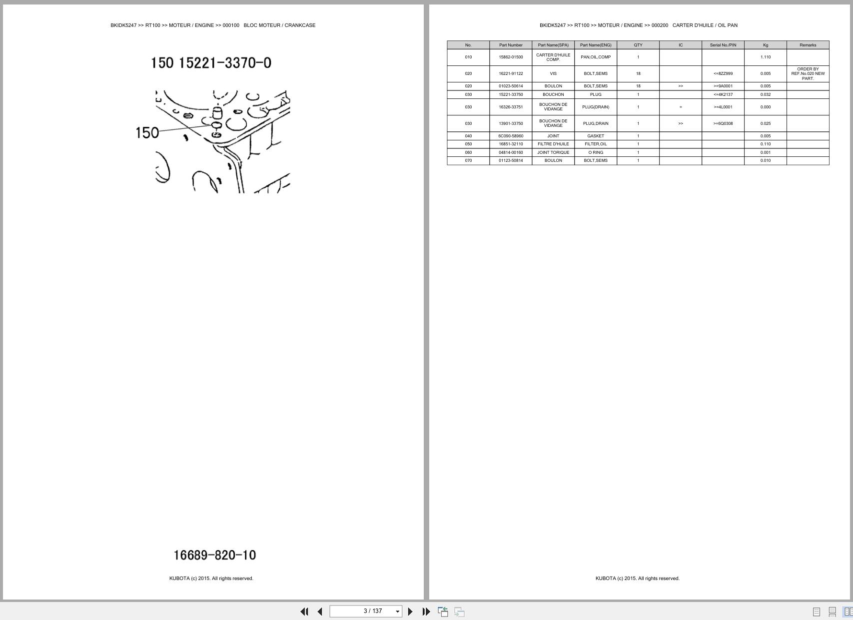 Kubota Wheel Loader RT100 Spare Parts Catalog EN FR (2)