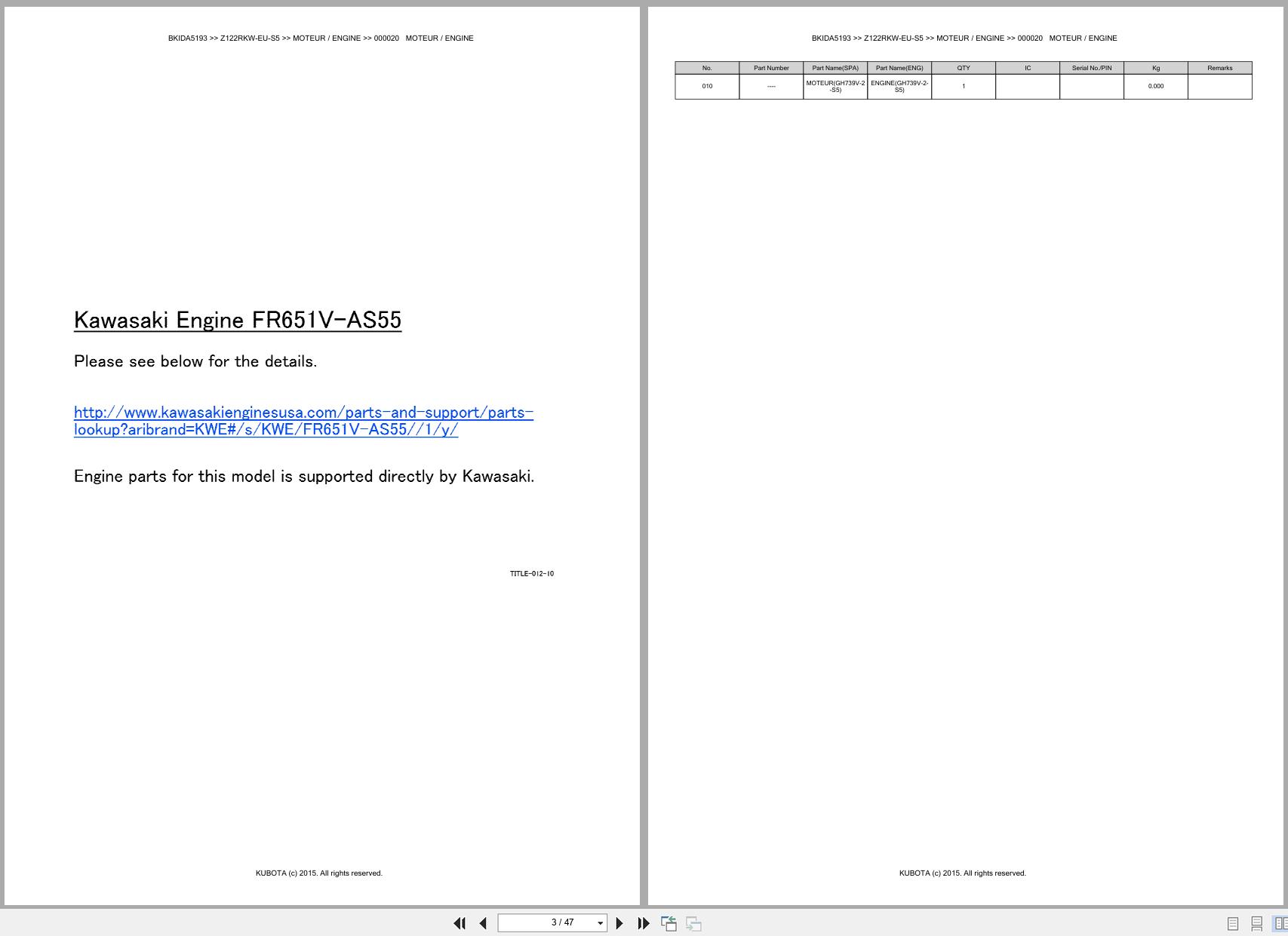 Kubota Zero Turn Mower Z122RKW EU S5 Spare Parts Catalog EN FR (2)