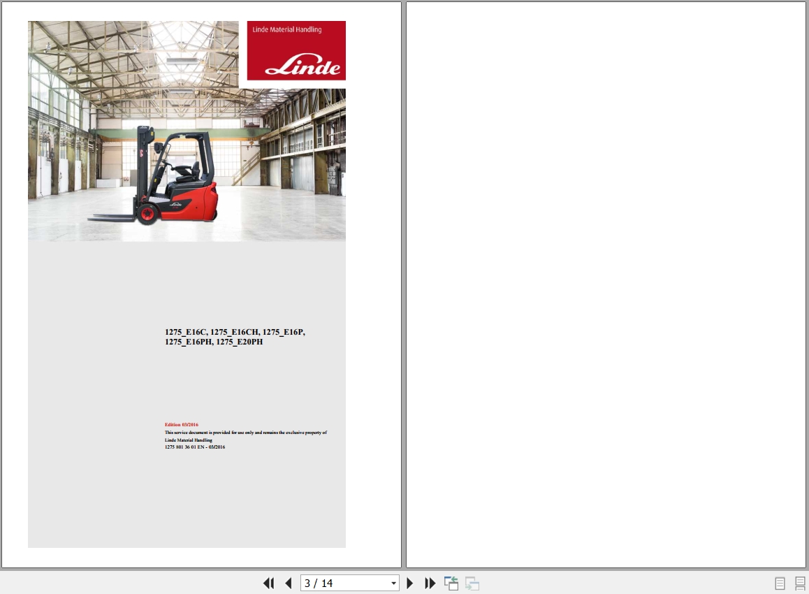 Linde Forklift E1275 01 E16C to E20PH Electrical Hydraulic Diagrams 1275801301 2016 (1)