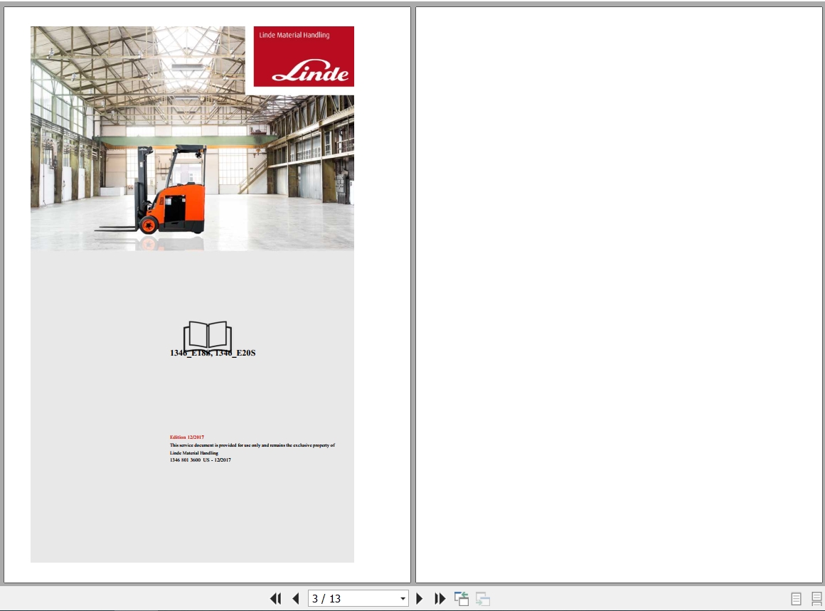 Linde Forklift E1346 01 E18S E20S Electrical Hydraulic Diagrams 13468013600 2017 (1)