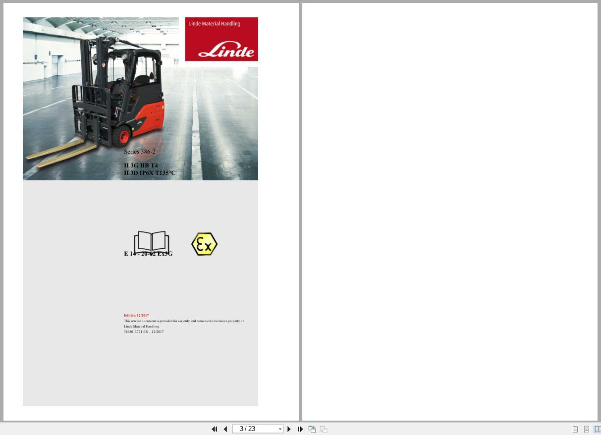 Linde Forklift E386 02 E14EX 3GD to E20EX 3GD Electrical Hydraulic Diagrams 3868013771 2017 (2)