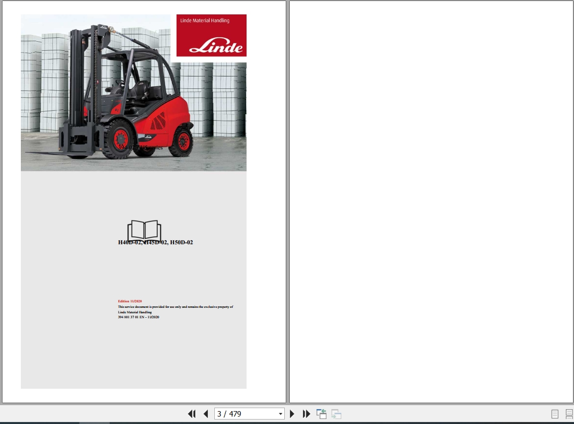 Linde Forklift H394 02 H40D to H50T Electrical Hydraulic Diagrams 394801301 2020 (1)