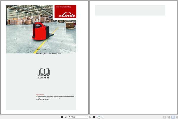 Linde Pallet Truck T131 02 T20 To T25Sp Ion Electrical Hydraulic Diagrams 13180136Xx 2016 Fr (1)