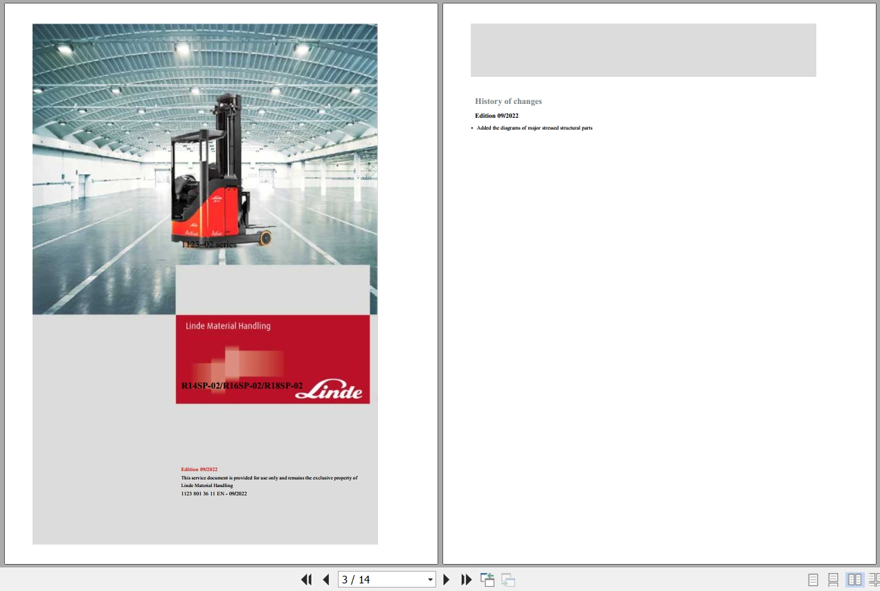 Linde Reach Truck R1123 02 R14SP R16SP R18SP Electrical Hydraulic Diagrams 11238013611 2022 (1)