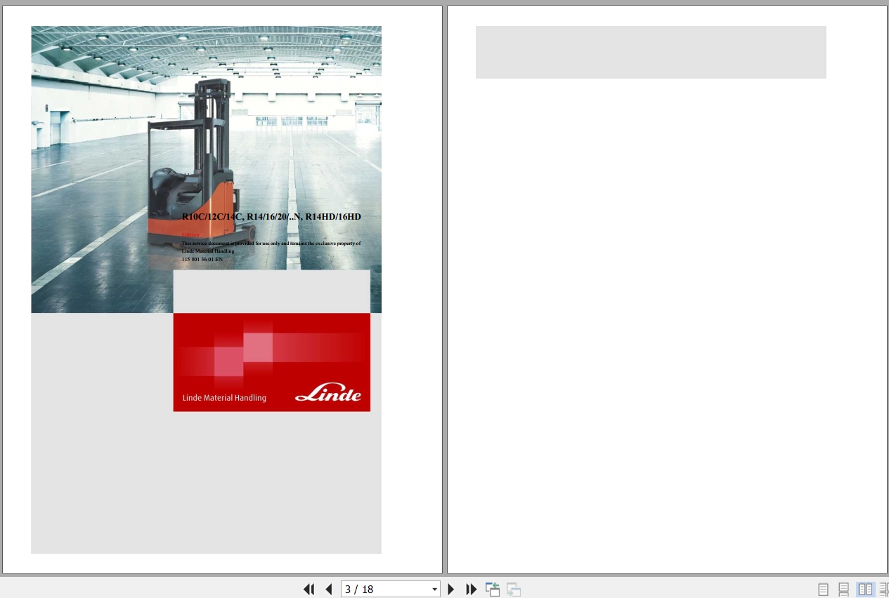 Linde Reach Truck R115 01 R10C to R20N Electrical Hydraulic Diagrams 1158013601 2005 (1)