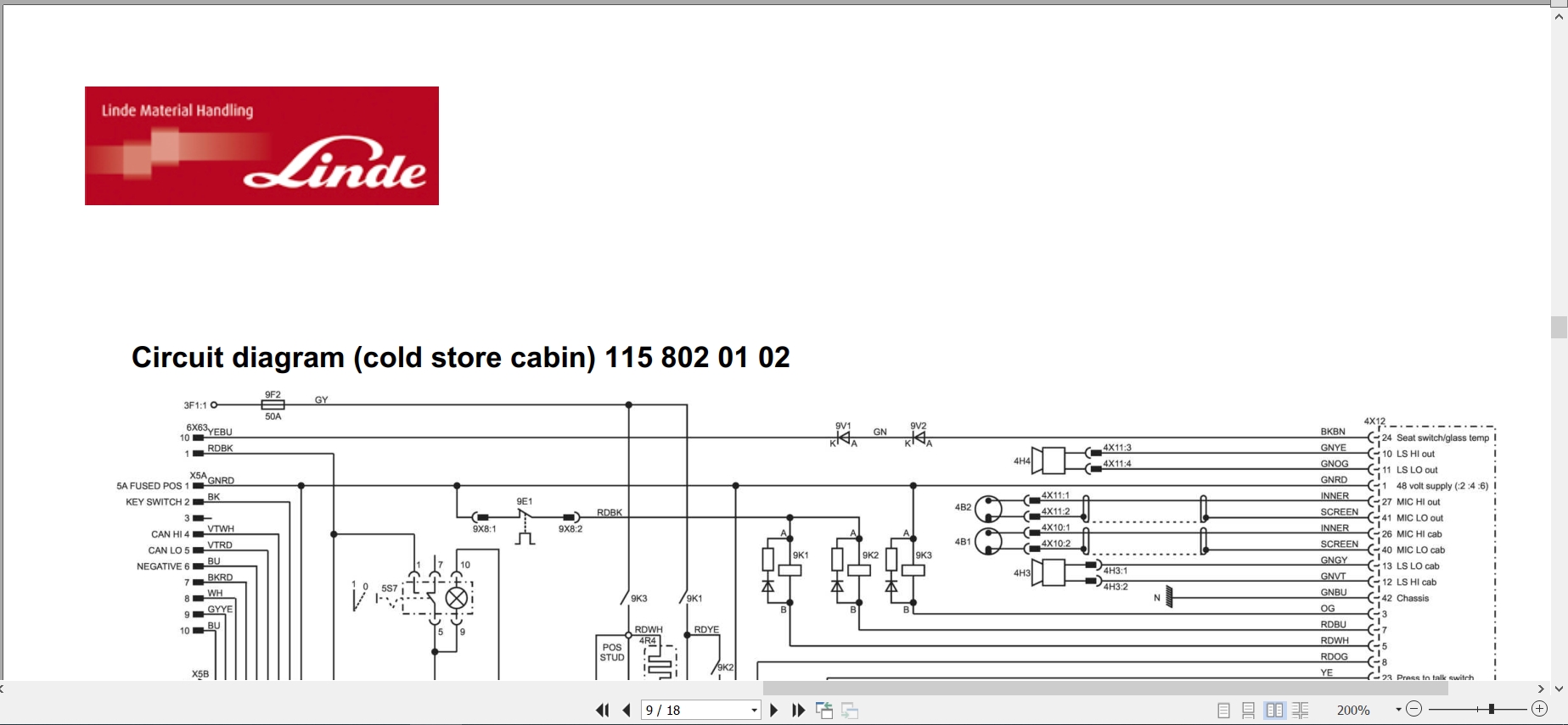 Linde Reach Truck R115 01 R10C to R20N Electrical Hydraulic Diagrams 1158013601 2005 (2)
