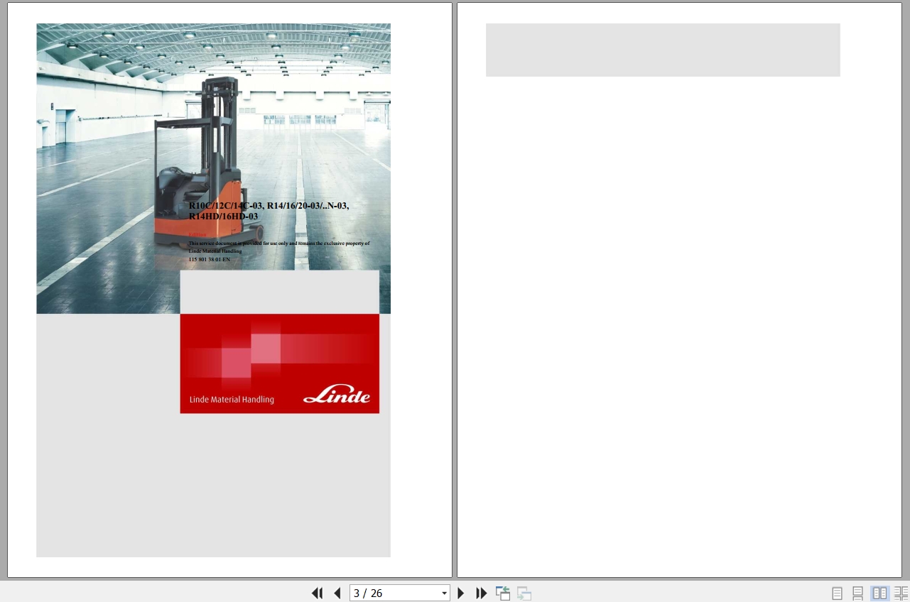 Linde Reach Truck R115 03 R14 R16 R20 Electrical Hydraulic Diagrams 1158013801 2009 (1)