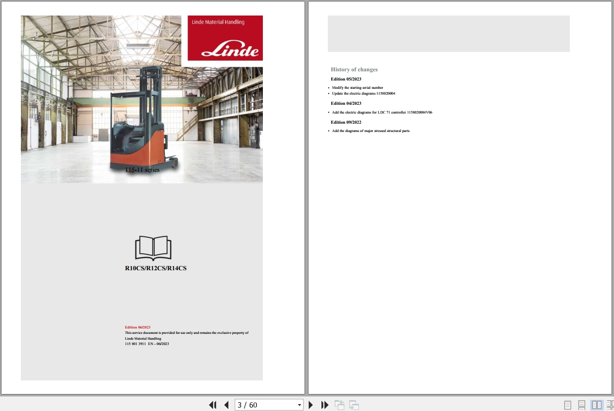 Linde Reach Truck R115 11 R10C R12C R14C Electrical Hydraulic Diagrams 1158013911 2023 (1)