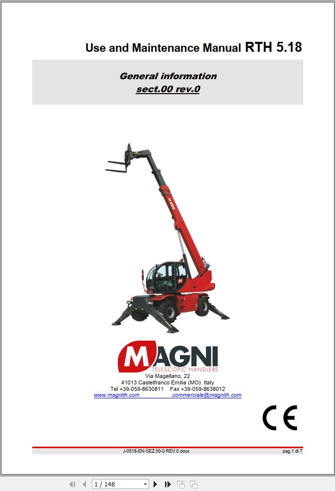 Magni Telehandler RTH 5.18 Operation and Maintenance Manual (1)