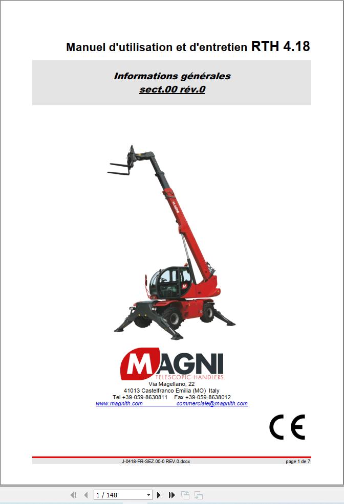Magni Telehandler RTH 5.18 Operation and Maintenance Manual FR (1)