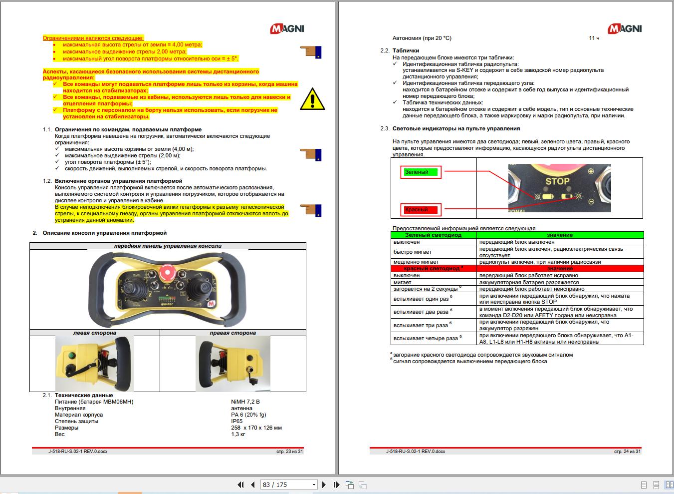 Magni Telehandler RTH 5.18 Operation and Maintenance Manual RU (2)