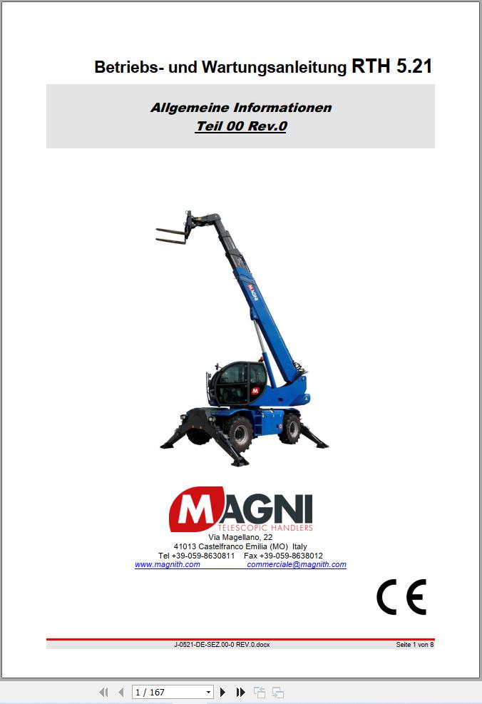 Magni Telehandler RTH 5.21 Operation and Maintenance Manual DE (1)