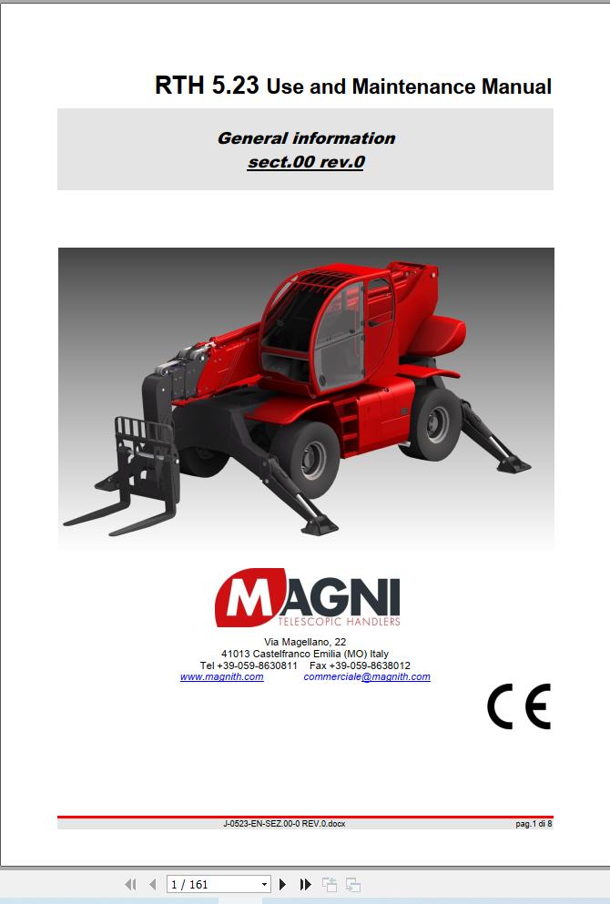 Magni Telehandler RTH 5.23 Operation and Maintenance Manual (1)